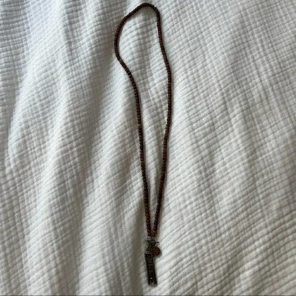 Wood Beaded Necklaces for Women with Gold Pendant - Gold Necklace for Women - Picture 6 of 7